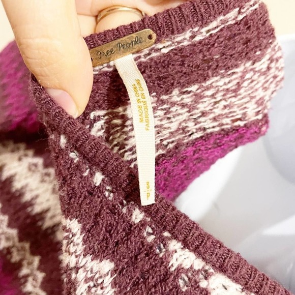 Free People Fair Isle Sweater Tunic Purple Size Small - Picture 12 of 15